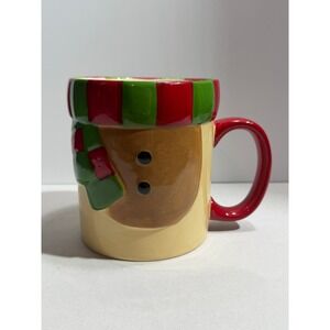 Global Design Connections Snowman Christmas Mug Red Green Scarf Ceramic 12oz